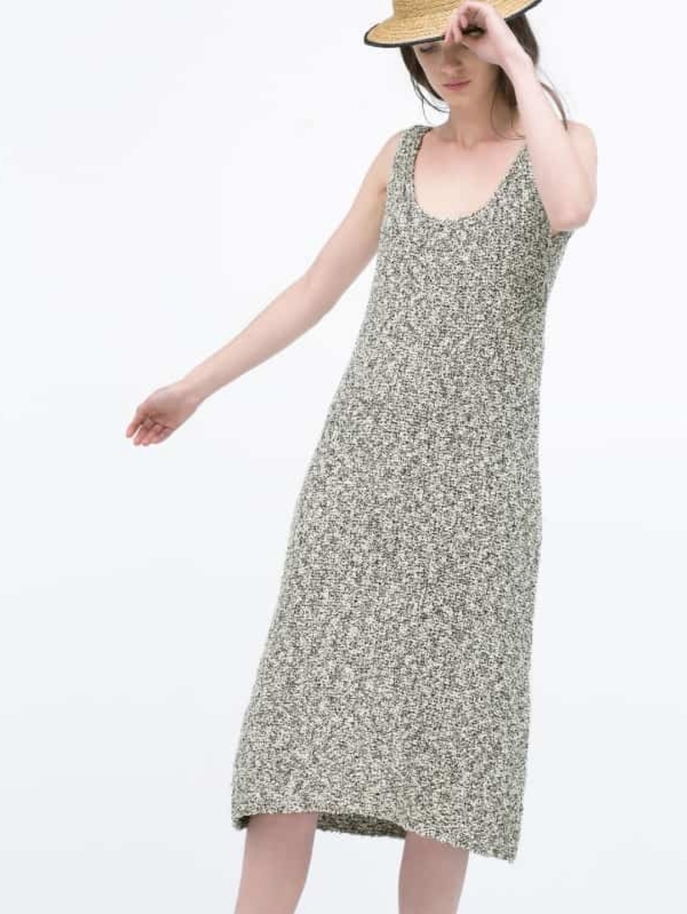 Zara Knit Midi Dress Small Black White